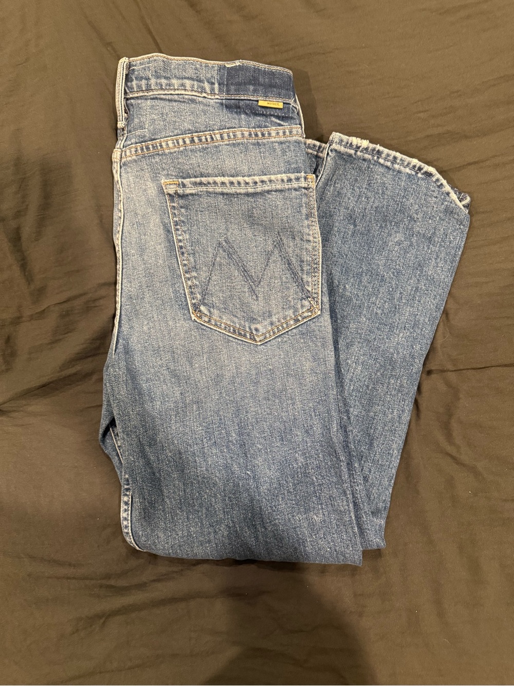 MOTHER Straight Leg Jeans in Light Blue Denim